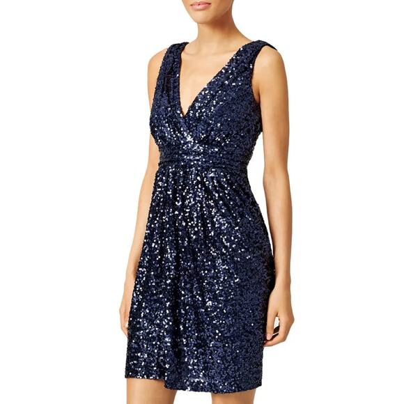Badgley Mischka Midnight Blue Ombre Mini Dress Size 2 - Picture 2 of 5